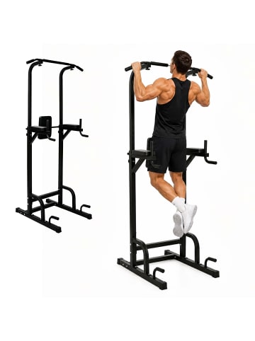 relaxdays Power Tower in Schwarz - (B)107 x (H)160-230 x (T)96 cm