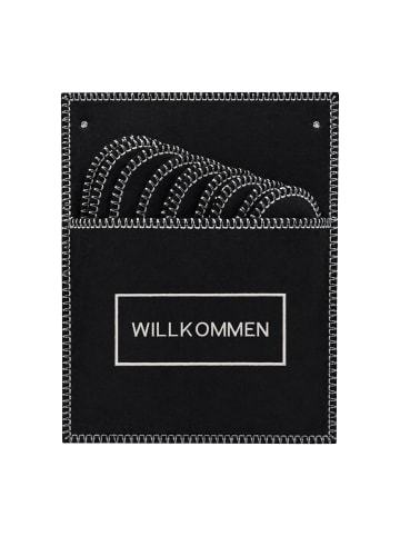 relaxdays 6 x Gästehausschuhe "Willkommen" in Schwarz
