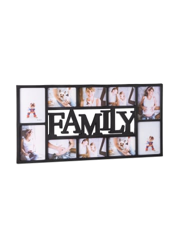 relaxdays Bilderrahmen Familie in Schwarz - (B)72 x (H)36,5 x (T)2 cm