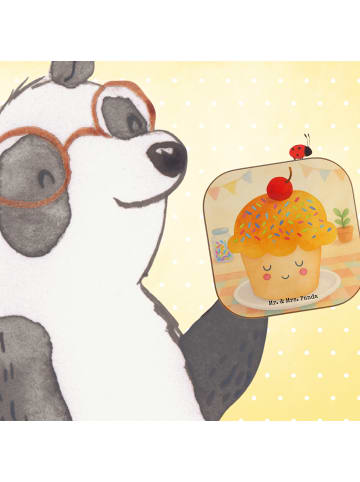 Mr. & Mrs. Panda Glasuntersetzer Cupcake Design ohne Spruch in Weiß