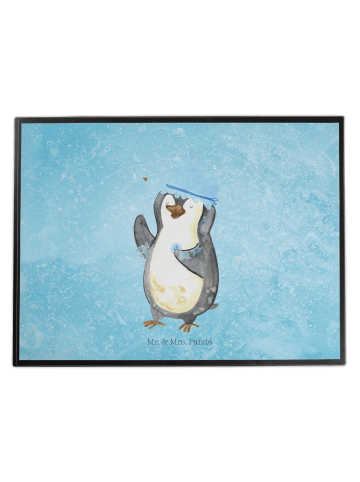 Mr. & Mrs. Panda Schreibtischunterlage Pinguin Duschen ohne Spruch in Eisblau