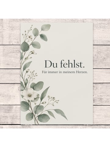 Kondolenzkarte Zweig zurückhaltend Design mit S... in Weiß