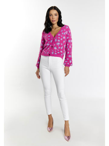 faina Damen Strickjacke in Pink Mehrfarbig