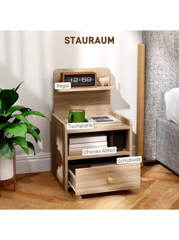 HOMCOM Nachttisch in Naturholz 40L x 35B x 66H cm