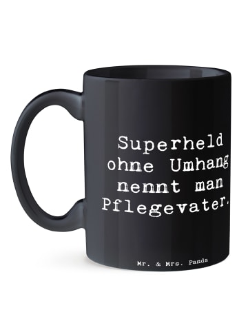 Mr. & Mrs. Panda Tasse Spruch Pflegevater Held mit Spruch in Schwarz