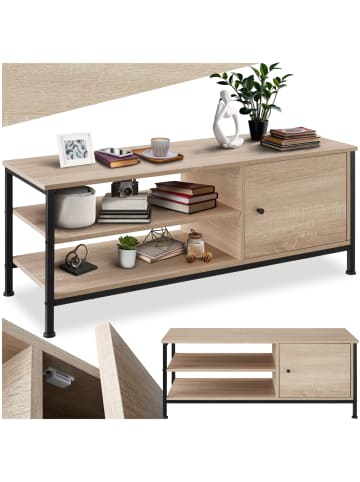 tectake TV-Regal Durban 110 x 40 x 45,5 cm, Industrial Holz hell, Eiche Sonoma