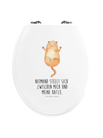 Mr. & Mrs. Panda Toilettenbrille Katze Umarmen mit Spruch in Weiß