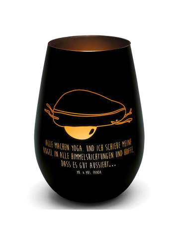 Mr. & Mrs. Panda Windlicht Glas Avocado Yoga mit Spruch in Schwarz