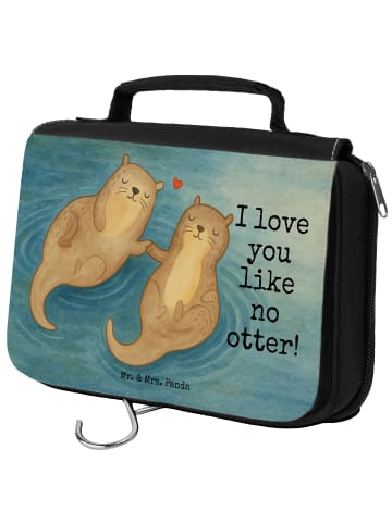 Mr. & Mrs. Panda Kosmetiktasche Otter Hände halten Design mit Sp... in Weiß