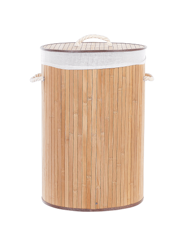 Beliani Wäschekörbe SANNAR in Heller Holzfarbton/Weiß - (W) 40 x (H) 60 x (L) 40 cm