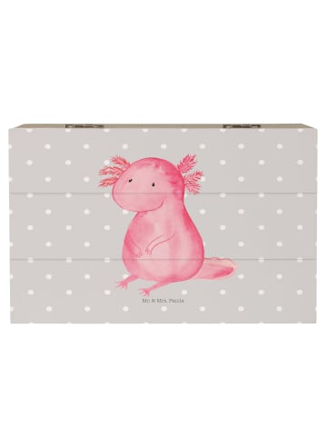 Mr. & Mrs. Panda Holzkiste Axolotl null ohne Spruch in Grau Pastell