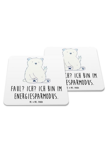 Mr. & Mrs. Panda Untersetzer Eisbär Faul mit Spruch in Weiß