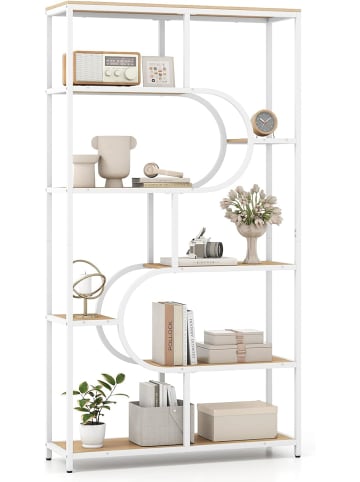 COSTWAY 5-stöckig Bücherregal in Beige