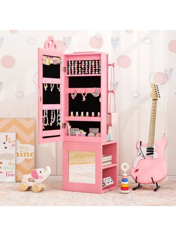 COSTWAY Kinder Schmuckschrank in Rosa