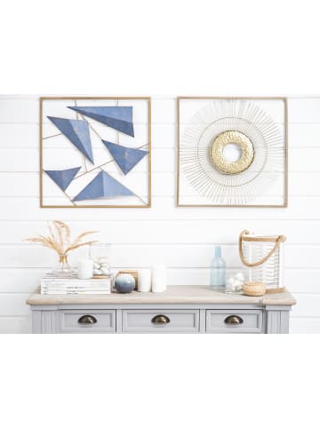 Beliani Wandobjekt ZINC in Blau/Gold - (W) 50 x (H) 50 x (L) 4 cm