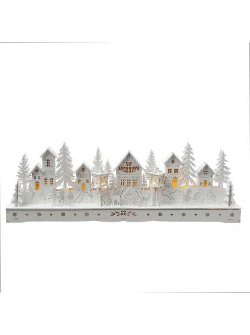 MARELIDA LED Weihnachtsdorf Winterlandschaft Timer L: 45cm in weiß