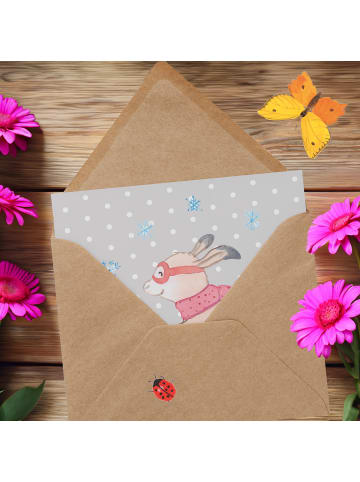 Mr. & Mrs. Panda Glückwunschkarte Skilehrer Herz ohne Spruch in Grau Pastell