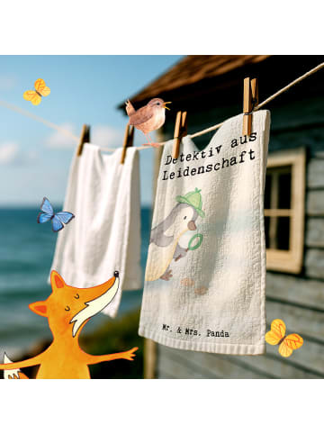 Mr. & Mrs. Panda Handtuch Detektiv Leidenschaft Design mit Spruch in Weiß