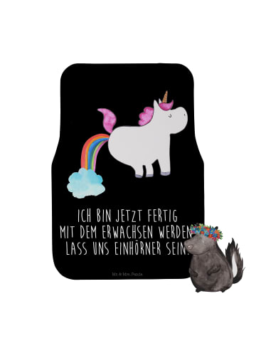 Mr. & Mrs. Panda Fahrer Autofußmatte Einhorn Pupsen mit Spruch in Schwarz