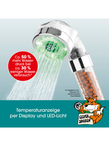 EASYmaxx Duschkopf LED-Farbwechsel 6cm mit Mineralkugeln