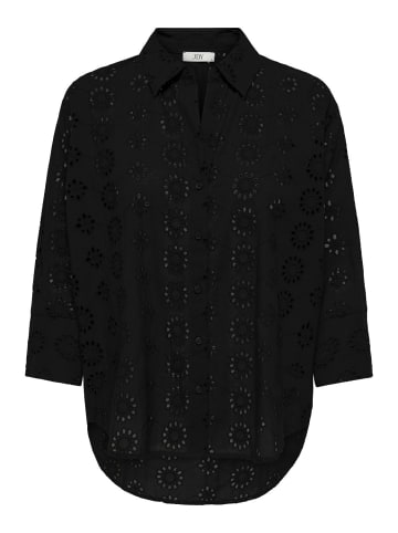 JACQUELINE de YONG Trendiges Hemd mit Lochstickerei und längerer Rückenpartie in Schwarz