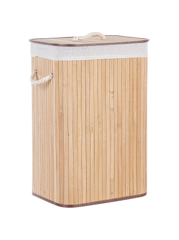 Beliani Wäschekörbe KOMARI in Braun/Weiß - (W) 40 x (H) 60 x (L) 30 cm