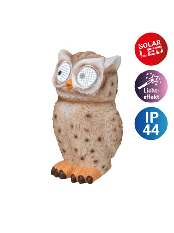 näve LED Solarleuchte "BUBO" in braun - (L)10.5 cm x (B)11.4 cm x (H)18 cm