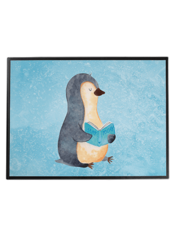 Mr. & Mrs. Panda Schreibtischunterlage Pinguin Buch ohne Spruch in Eisblau