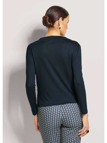 MADELEINE Langarm-Shirt mit Wasserfallkragen in stahlblau