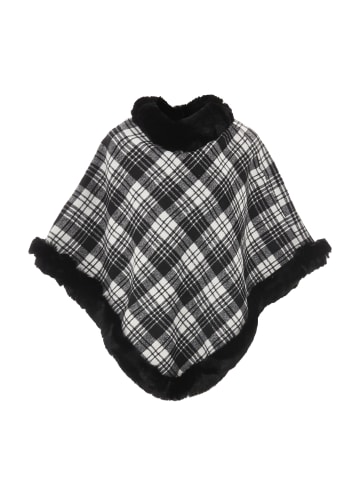 Usha Poncho in Wollweiss Schwarz