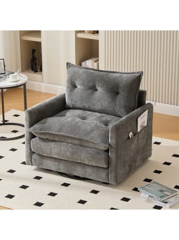 ABRIHOME Loungesessel in Grau 360° drehbar mit Armlehnen und Kissen