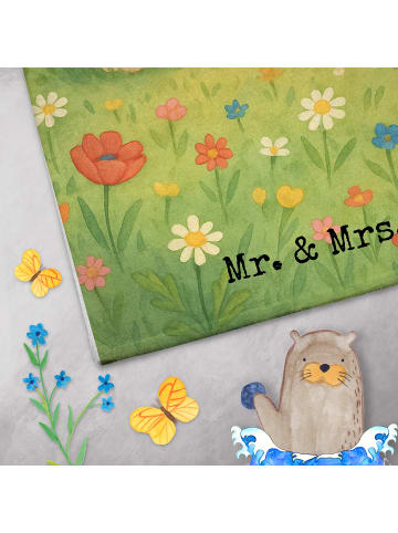 Mr. & Mrs. Panda Handtuch Bären mit Blumenkranz Design mit Spruch in Weiß