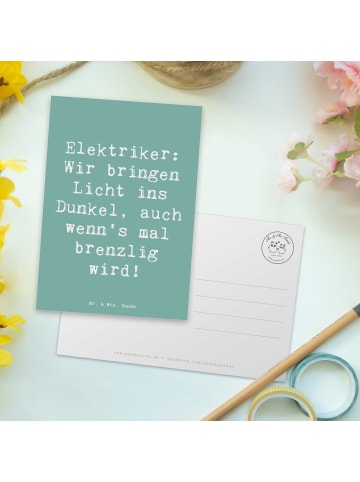 Mr. & Mrs. Panda Postkarte Spruch Elektriker Lichtbringer mit Sp... in Meeresbrise