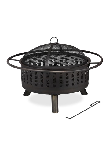 relaxdays Feuerschale in Schwarz/ Bronze - (H)53 x Ø 77 cm