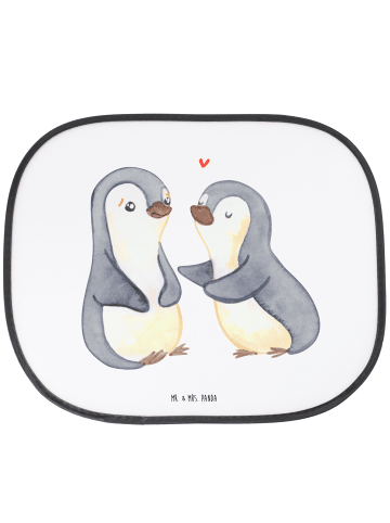Mr. & Mrs. Panda Auto Sonnenschutz Pinguine trösten ohne Spruch in Weiß
