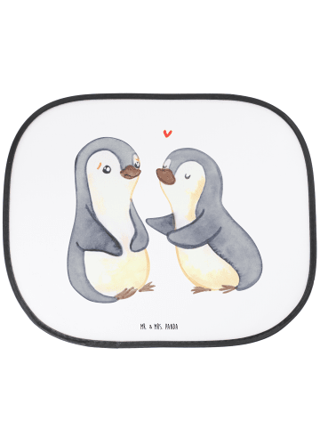 Mr. & Mrs. Panda Sonnenschutz Auto Pinguine trösten ohne Spruch in Weiß