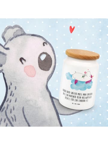 Mr. & Mrs. Panda Vorratsglas Einhorn Verliebt mit Spruch in Weiß