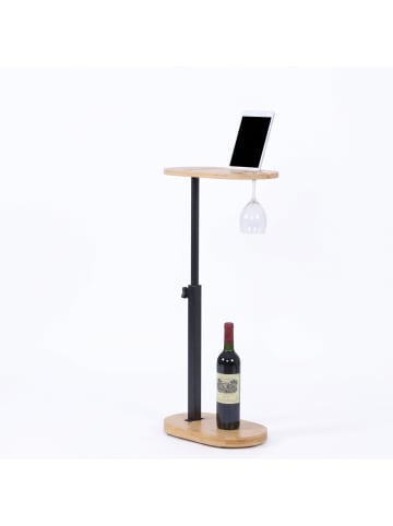 relaxdays Beistelltisch in Natur/ Schwarz - (B)40 x (H)45-82 x (T)22 cm