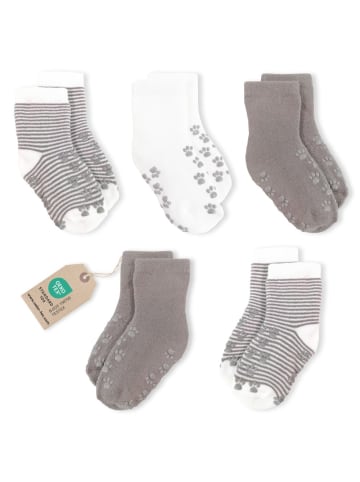 LaLoona Anti-Rutsch Socken / Krabbelsocken / Stoppersocken in weiss,braun