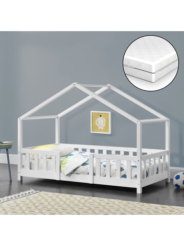 en.casa Kinderbett Treviolo mit Matratze in Weiß (L)160cm (B)80cm