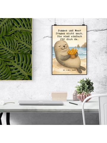 Mr. & Mrs. Panda Wandposter Robbe Pommes Design mit Spruch in Weiß