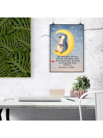Mr. & Mrs. Panda Bild Pinguin Mond Design mit Spruch in Weiß