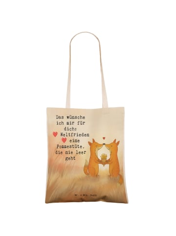 Mr. & Mrs. Panda Shopper Bag Füchse Liebe Pommes Design mit Spruch in Weiß