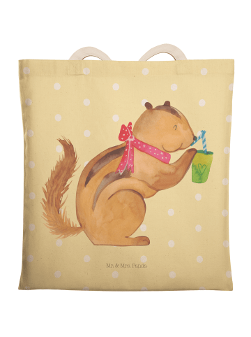 Mr. & Mrs. Panda Einkaufstasche Eichhörnchen Smoothie ohne Spruch in Gelb Pastell