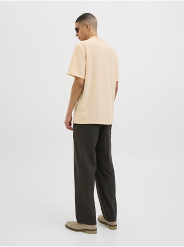 Jack & Jones Geripptes Kurzarm-Poloshirt mit Kragen Flachstrick in Orange