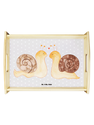 Mr. & Mrs. Panda BettTablett Schnecken Liebe ohne Spruch in Grau Pastell