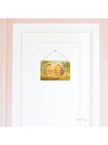 Mr. & Mrs. Panda Deko Schild Eulen Liebe Design mit Spruch in Weiß