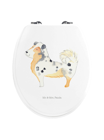 Mr. & Mrs. Panda Motiv WC Sitz Hund Australien Shepherd ohne Spruch in Weiß
