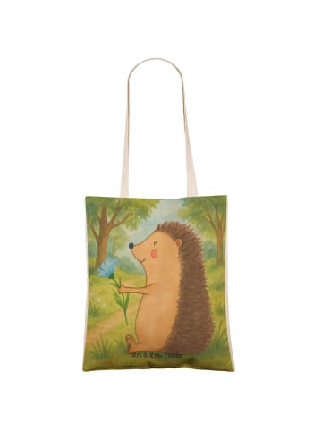 Mr. & Mrs. Panda Tasche Igel Blumen Design ohne Spruch in Weiß