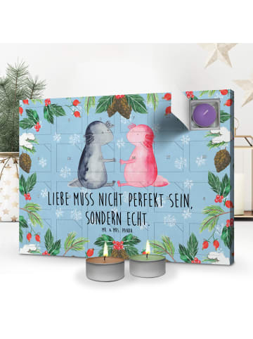 Mr. & Mrs. Panda Adventskalender Axolotl Liebe mit Spruch in Eisblau